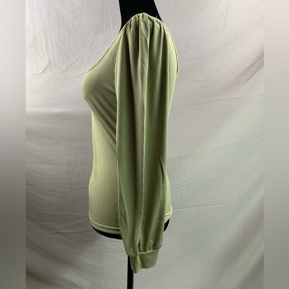 Khaki Green Long Sleeved  Ribbed Tee - Picture 5 of 7